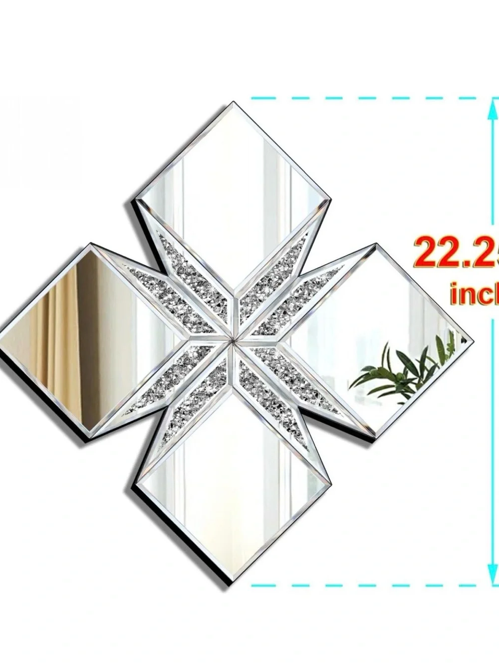 Mirrored Starburst Wall Decor with Crystal Accents - Silver set of 2. Brand new